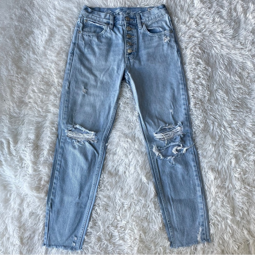 Free People‎ We the Free Distressed Rigid High Rise Straight Leg Jeans